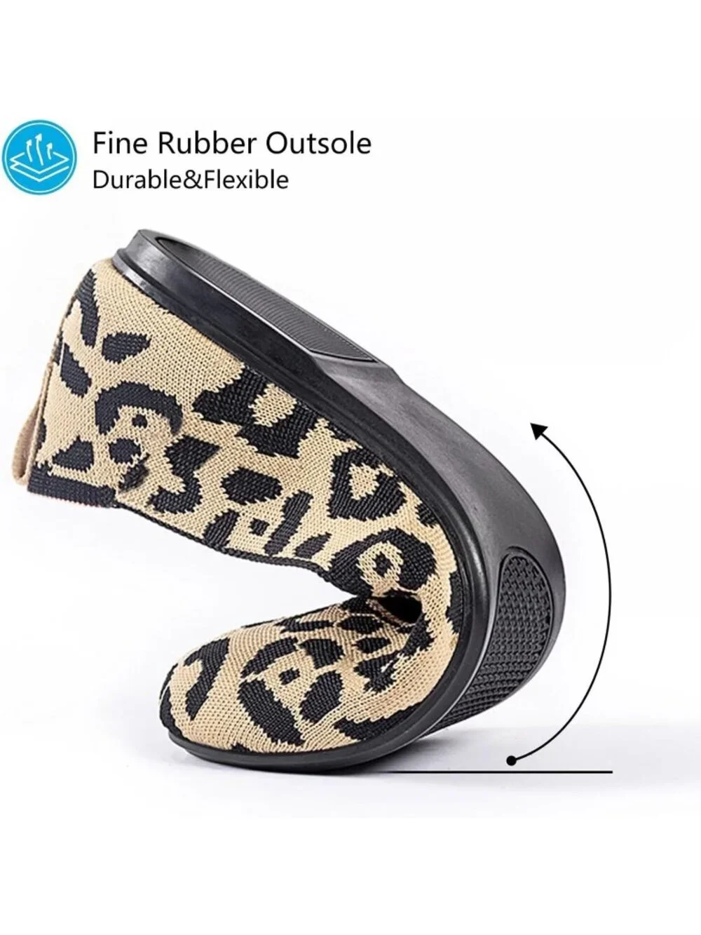 Women's Yellow Leopard Round Toe Low Wedge Slip On Ballerina Ballet Flat Shoes